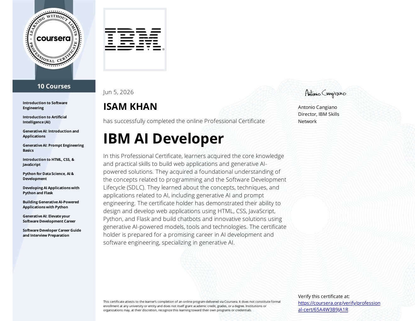 IBM AI Developer Professional